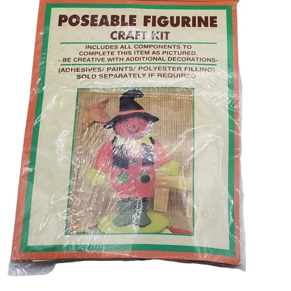 Vintage Homespun Creations-Poseable Figurine Craft Kit -Pumpkin Scare Crow-NIP - Picture 4 of 6